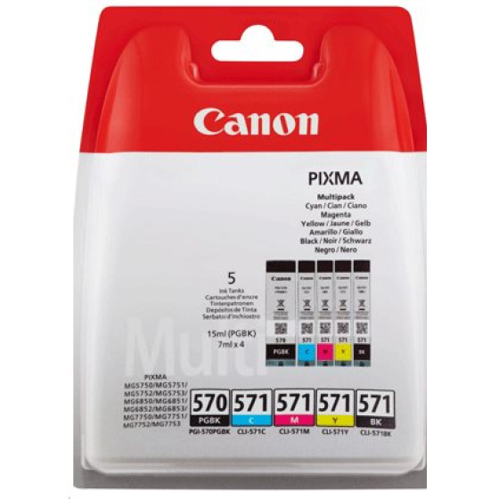kazeta CANON PGI-570PGBK + CLI-571 BK/C/M/Y PACK MG 5750/5751/6850/6851/7750/7751 (0372C004)