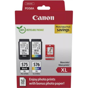 kazeta CANON PG-575 XL black + CL-576 XL color PIXMA TS3550i/TS3551i, PIXMA TR4750i/TR4751i + GP501 10x15