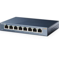 Gigabit Switch TP-LINK TL-SG108 . 8-port 10/100/10000M, 8x 10/100/1000M RJ45 ports, supports GMP Snooping, Metal case