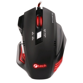 Gaming mouse C-TECH Akantha (GM-01R), casual gaming, gaming, red backlight, 2400DPI, USB