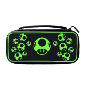 PDP 1-Up Mushroom Plus Glow Travel Case for Nintendo Switch, black [500-224-1UP]