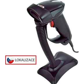 Laserová čítačka Virtuos HT-900A, USB (klávesnica/RS-232 emulácia), stojan, čierna