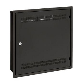 Rozvaděč SOHO LC-18 do zdi s lištami 2U, 4U a 11U, 550x550 černá RAL9005 s rámečkem k zazdění