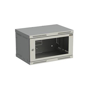 Rozvaděč nástěnný SENSA 6U 400mm, dveře sklo, RAL 7035, SENSA-6U-64-11-G