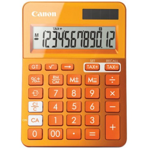 stolová kalkulačka CANON LS-123K oranžová, 12 miest, solárne napájanie + batérie