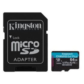 Pamäťová karta Kingston Canvas Go! Plus microSDXC 64GB Class 10, UHS-I, U3, V30, A2, 200/104MB/s (+ adaptér)