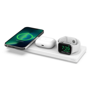 Belkin Boost Charge Pro 3-in-1 Wireless Charging Pad with Magsafe 15W - White
