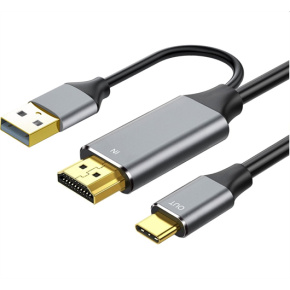 PremiumCord HDMI2.0 to USB-C cable for monitors with USB-C connector, 4K@60Hz,1080p Aluminum 2m