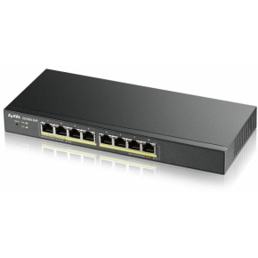 Zyxel GS1900-8HP, 8-port GbE L2 PoE Smart Switch, 802.3at, desktop, fanless, 70 Watt