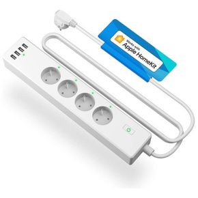 Meross Smart Wi-Fi Power Strip 4AC+4USB Apple Home - White