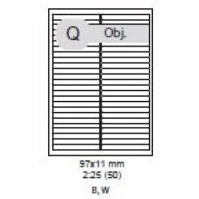 etikety ECODATA Samolepiace 97x11 mm univerzálne biele 50ks/A4 (1000 listov A4/bal.)