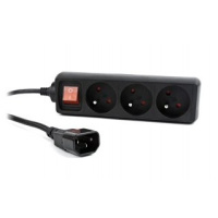 UPS power strip, 3 FR sockets, fused switch, 16 A, C14 plug, 0.6 m cable, black