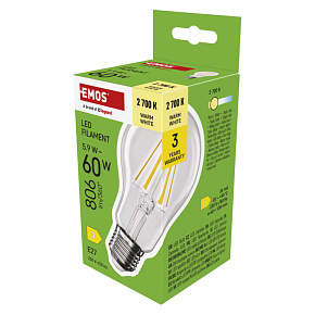 EMOS LED FLM A60 5,9 W (60 W) 806lm E27 WW EMOS LED FLM A60 5,9 W (60 W) 806lm E27 WW