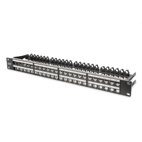 Modular Patch Panel, shielded, 48-port label field, 1U, rack mount, black RAL 9005