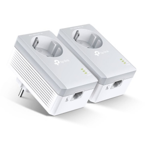 tp-link TL-PA4010P KIT, "AV600 Passthrough Powerline Starter KitKIT: 2× TL-PA4010PSPEED: 600 Mbps PowerlineSPEC: Qual