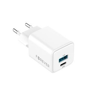 nabíjačka Forever TC-08-30AC, GaN PD QC charger, 1x USB-C 1x USB, 30W, biela