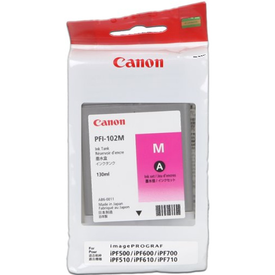 kazeta CANON PFI-102M magenta iPF 500/510/600/605/610/700/710/720, LP 17/24 (0897B001)