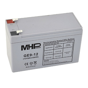 MHPower GE9-12 Gélový akumulátor 12V/9Ah, Faston F2 - 6,3mm, Deep Cycle