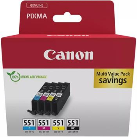 ink cartridge CANON CLI-551 BK/C/M/Y PACK MG 5450/6350, iP 7250, MX 925 (6509B015)