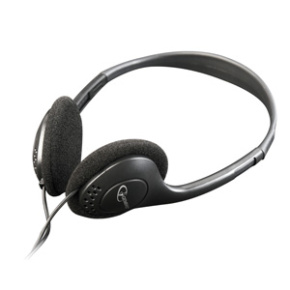 Stereo headphones with volume control, black color