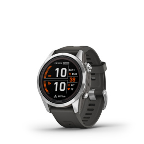 Garmin fenix 7S Pro Solar, Silver Stainless Steel, Graphite Band