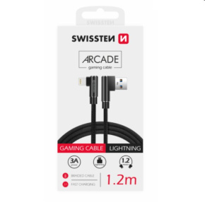 Swissten Data Cable Textile Arcade USB/LIGHTNING 1.2 m, black Swissten Data Cable Textile Arcade USB/LIGHTNING 1.2 m, black