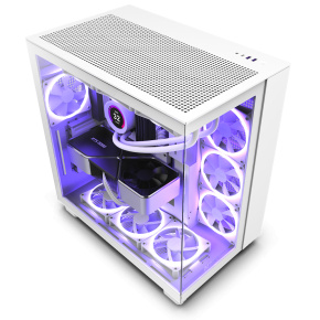 NZXT case H9 Flow  / 4x120mm fan / up to 10xfan / mesh top / glass / white