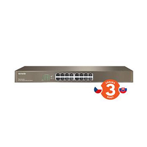 Tenda TEG1016G 16-Port Gigabit Ethernet Switch, 10/100/1000 Mb/s, ochrana 6kV, Rackmount, Fanless Tenda TEG1016G 16-Port Gigabit Ethernet Switch, 10/100/1000 Mb/s, ochrana 6kV, Rackmount, Fanless