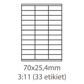 etikety ECODATA Samolepiace 70x25,4 univerzálne biele (1000 listov A4/bal.)