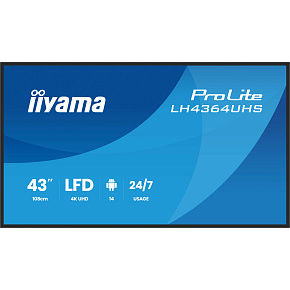 43" iiyama LH4364UHS-B1AG:VA,4K UHD,Android,24/7 43" iiyama LH4364UHS-B1AG:VA,4K UHD,Android,24/7