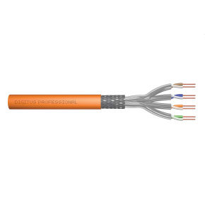 CAT 7 S-FTP Installationskabel, 1200 MHz Dca (EN 50575), AWG 23/1, 50m paper box,SX, orange