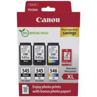 kazeta CANON PG-545 XL black (2x) + CL-546 XL color (1x) MG2450/MG2550 + GP501 10x15