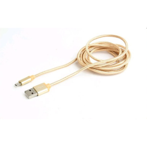 Cable CABLEXPERT USB A Male/Micro B Male 2.0, 1.8m, braided, gold, blister
